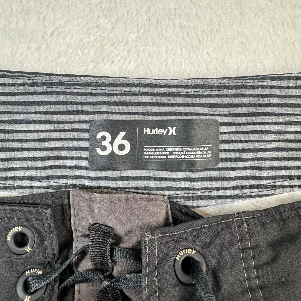 Hurley Board Shorts Mens 36 Multicolor Stripe Swim Trunks Quick Dry Drawstring